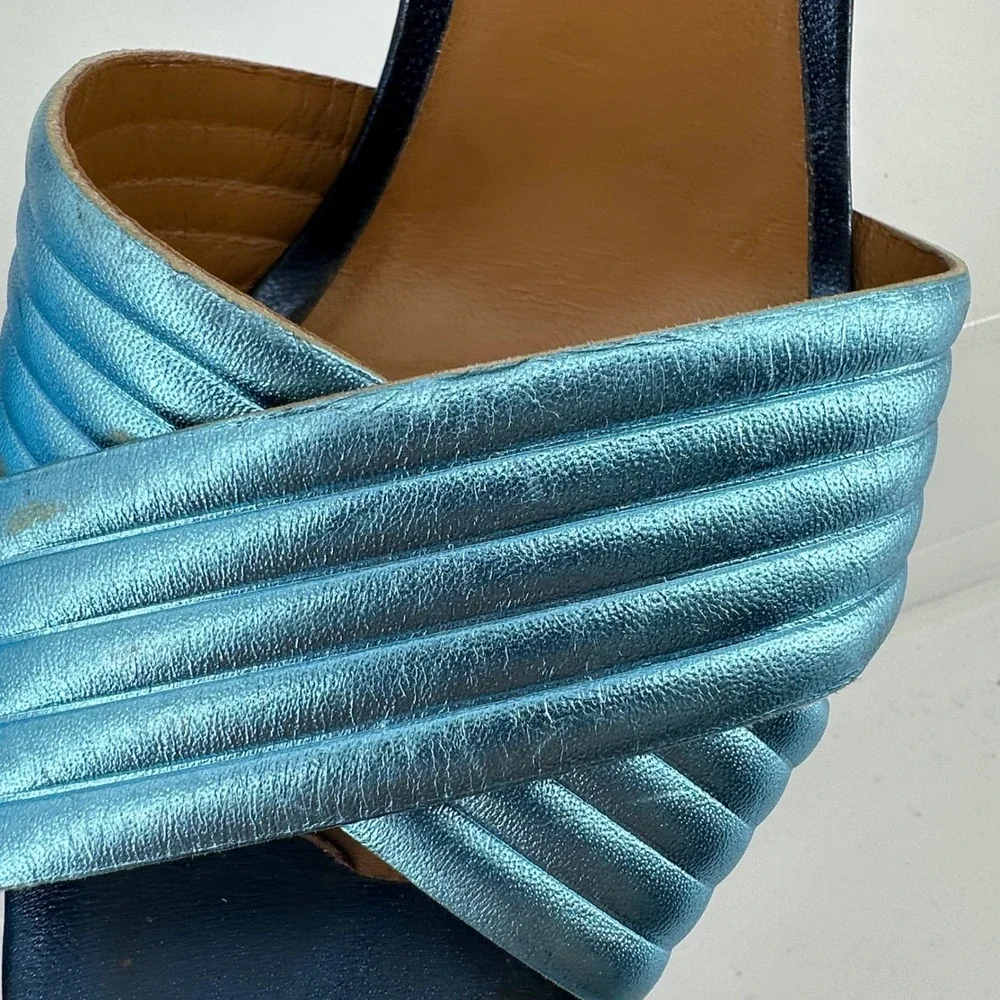 Veronica Beard Metallic Heeled Sandals Designer Luxury Shimmer Womens 40 US 10